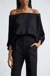 A.l.c Sienna Pleated Off-the-shoulder Top In Black