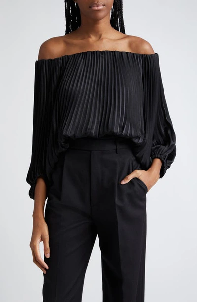 A.l.c Sienna Pleated Off-the-shoulder Top In Black