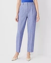 Ann Taylor The High Rise Pleated Taper Pant In Crosshatch In Azurine Blue