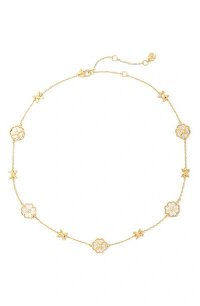 Kate Spade Heritage Bloom Scatter Necklace In Cream/gold