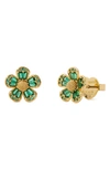 Kate Spade Fleurette Cubic Zirconia Stud Earrings In Green