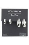 NORDSTROM DEMI FINE SET OF 2 HUGGIE HOOP EARRINGS