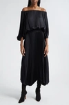 A.l.c Sienna Pleated Off-the-shoulder Midi Dress In Black