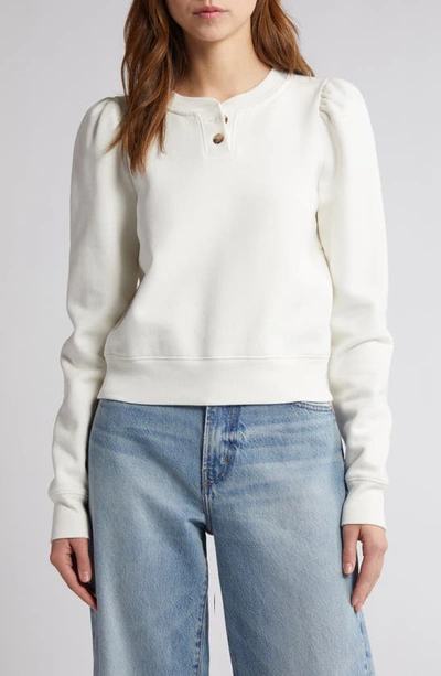 FRAME FEMME COTTON BLEND HENLEY SWEATSHIRT