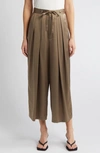 Frame Wide-leg Cropped Silk Trousers In Cypress