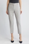 Theory Treeca Wool Blend Crop Pants In Light Grey Melange