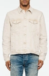 Purple Brand Embossed Denim Trucker Jacket In Khaki