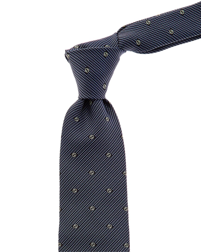 Gucci Navy Interlocking G Silk Tie In Blue
