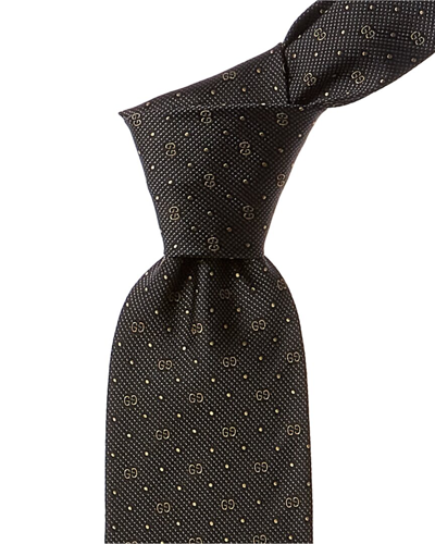 Gucci Navy Interlocking G Silk Tie In Blue