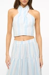 STAUD KAI SMOCKED CROP HALTER TOP