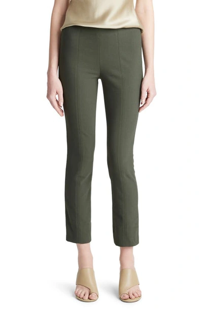 Vince High-waist Stitched-front Leggings In Green