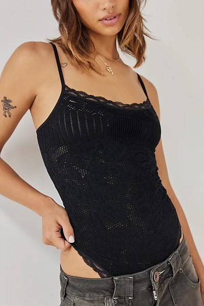 Out From Under Strappy Embroidered Lace Bodysuit In Black At Urban Outfitters
