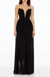 DRESS THE POPULATION ELEANOR ILLUSION NECK GOWN
