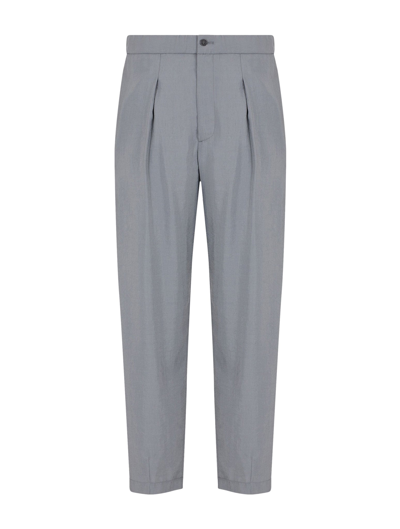 Giorgio Armani Elasticated-waistband Pleat-detail Trousers In Grey