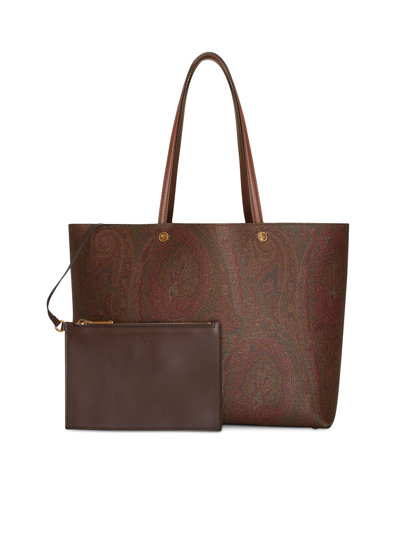 Etro Essential Large Tote Bag In Brown