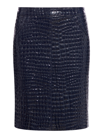 TOM FORD GLOSSY CROCO EMBOSSED GOAT LEATHER SKIRT