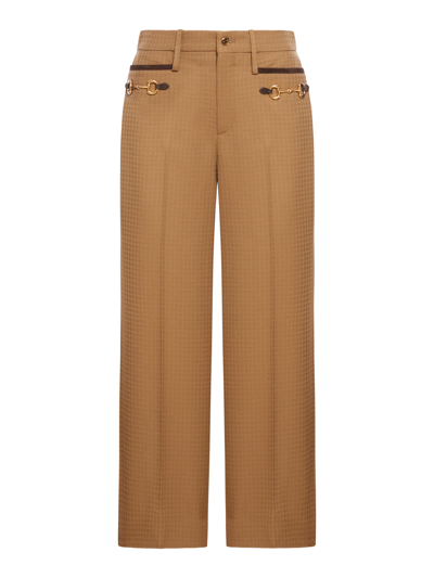 Gucci Horsebit-detailed Tailored Trousers In Brown
