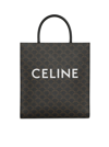 Celine Medium Vertical Cabas Bag In Triomphe Canvas With  Print In Black