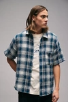 Bdg Reed Plaid Shirt Top In Blue, Men's At Urban Outfitters