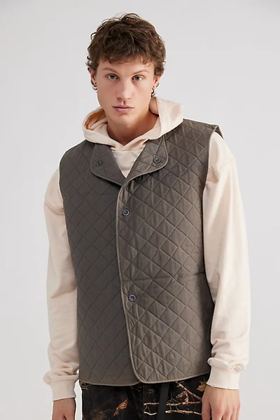 Urban Renewal Vintage Quilted Vest Jacket In Dark Grey, Men's At Urban Outfitters In Gray