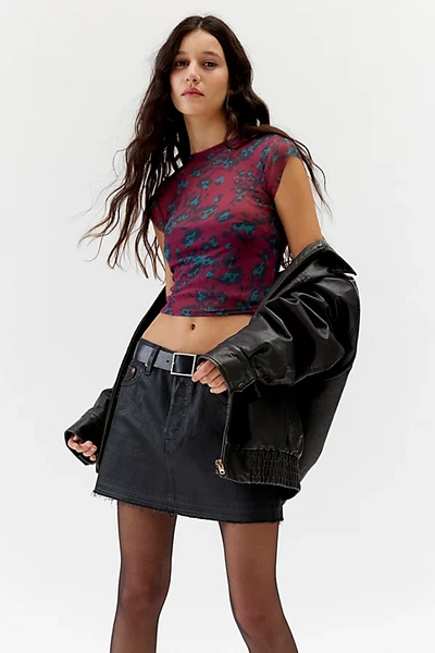 Urban Renewal Remnants Mesh Baby Tee In Red, Women's At Urban Outfitters
