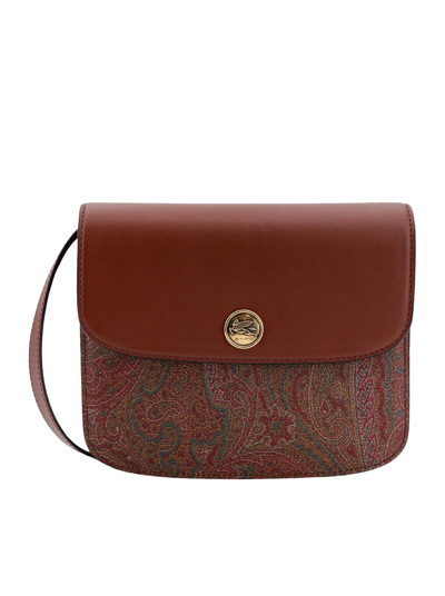 Etro Shoulder Bear In Coated Canvas With Paisley Motif In Brown