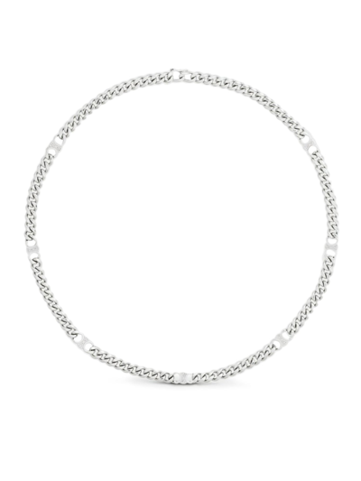 Celine Small Gourmette Triomphe Necklace In Brass With Silver Rhodium Finish In Metallic