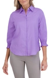 FOXCROFT OLIVIA HIDDEN PLACKET LINEN BLEND TOP