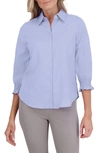 FOXCROFT OLIVIA HIDDEN PLACKET LINEN BLEND TOP