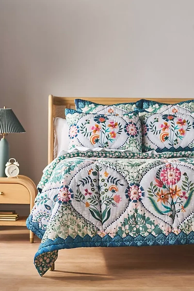 Artisan Quilts By Anthropologie Theodora Embroidered Quilted Bedspread In Multi