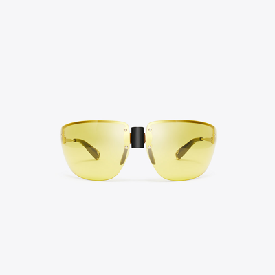 Tory Burch Runway Sunglasses In Shiny Light Gold/yellow