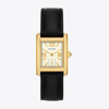 TORY BURCH ELEANOR WATCH, LEATHER/GOLD-TONE STAINLESS STEEL