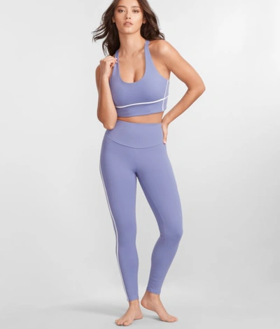 Body Up Contrast Piping Leggings In Velvet Morning