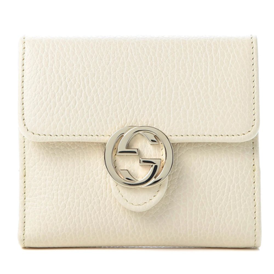 Gucci White Leather Wallet In Neutral