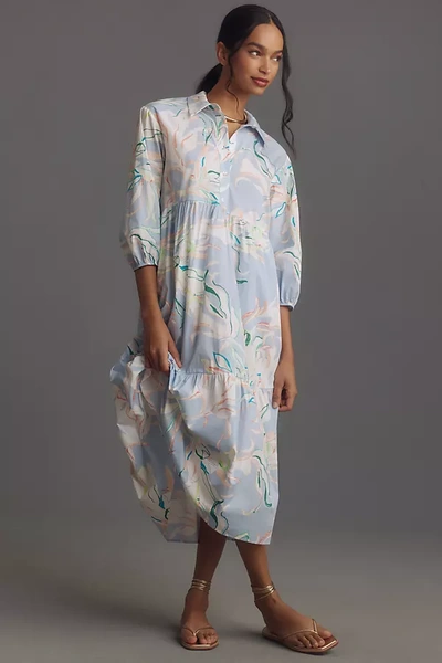 Maeve The Bettina Tiered Shirt Dress By  In Orange