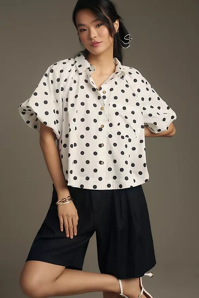Maeve The Zooey Bubble-sleeve Blouse By  In Black