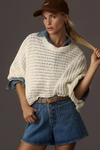 PILCRO DISTRESSED ASYMMETRICAL OPEN-STITCH SWEATER