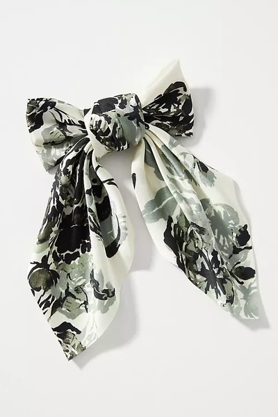 By Anthropologie Watercolor Floral Hair Bow In Black