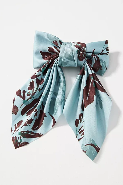 By Anthropologie Watercolor Floral Hair Bow In Blue