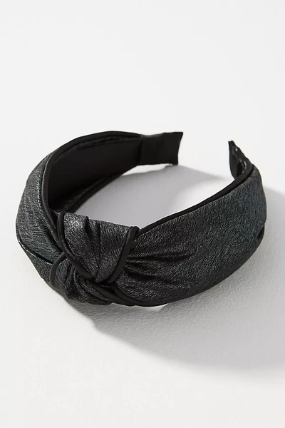 By Anthropologie Textured Trim Knot Headband In Black