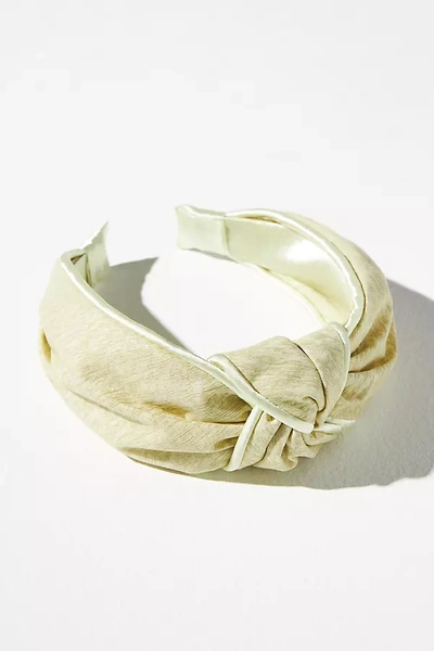 By Anthropologie Textured Trim Knot Headband In Green