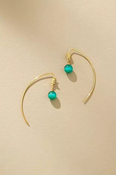 By Anthropologie Mixed Stone Threaded Earrings In Green