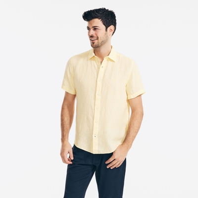 Nautica Mens Linen Short-sleeve Shirt In Yellow