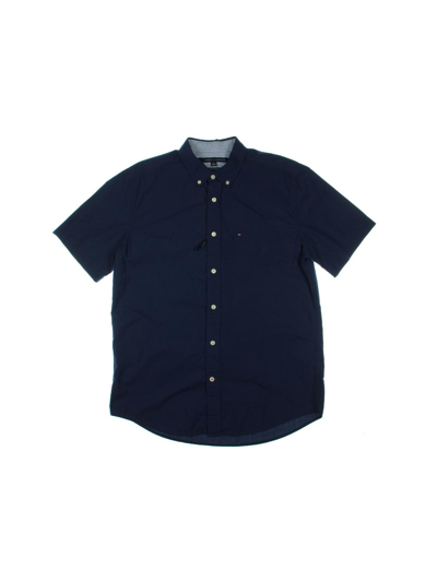 Tommy Hilfiger Men's Flex Poplin Regular-fit Short-sleeve Shirt In Blue