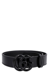 GUCCI GUCCI LEATHER BELT WITH INTERLOCKING G BUCKLE