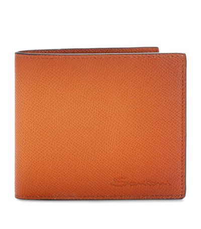 Santoni Leather Ombré Bifold Wallet In Orange