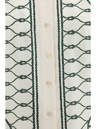 Tory Burch Printed Silk Twill Shirt In Green Knot