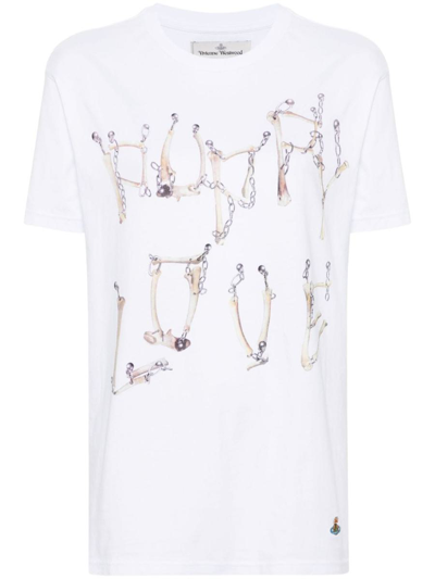 Vivienne Westwood Bones 'n Chain Cotton T-shirt In White