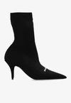 Balenciaga Womens Blk/white Knife 2.0 Logo-print Stretch-knit Sock Boots 3 In Black