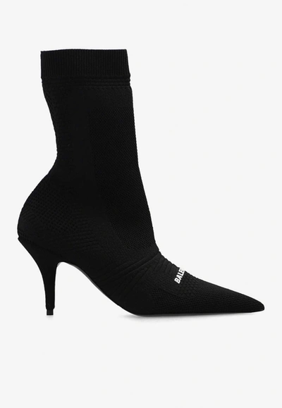 Balenciaga Logo Detailed Heeled Sock Boots In Black